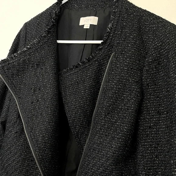 LOFT Tweed Asymmetrical Jacket With Gold Accents - Picture 3 of 6